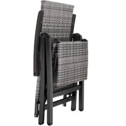 Tectake Wicker Tuinstoel Opklapbaar Met Aluminium Frame En Voetsteun, Grijs -Geselecteerde Tuinmeubelwinkel 6f05f28feb2f48879a92f01abb8facc3