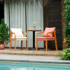 Set Van 2 Stoelen Voor Binnen En Buiten Van Massief Hout Beige Stof -Geselecteerde Tuinmeubelwinkel 778aa9e63adb49179647702c5826b962