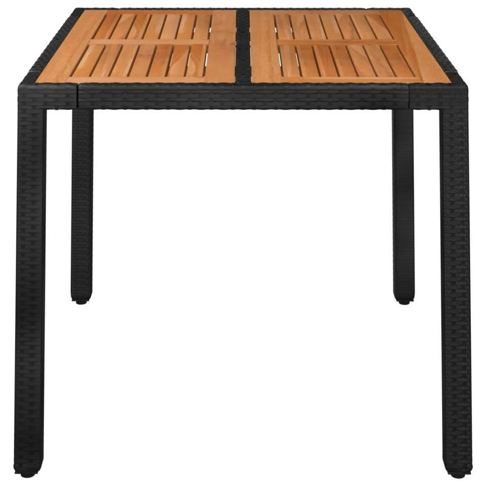 VidaXL - Tuintafel Met Houten Blad - Zwart - Poly Rattan - 90 X 90 X 75 Cm 5 VidaXL - Tuintafel Met Houten Blad - Zwart - Poly Rattan - 90 X 90 X 75 Cm - Afbeelding 3