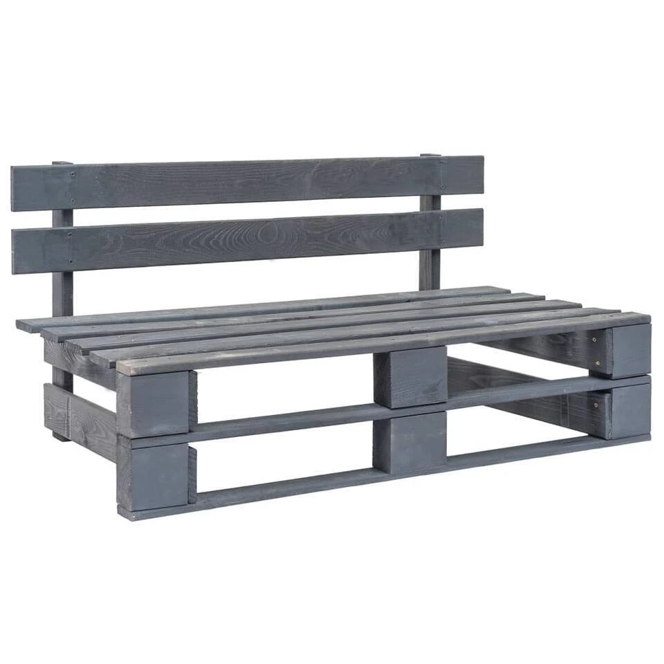 VidaXL - Tuinmiddenbank Pallet - Grijs - Grenenhout 4 VidaXL - Tuinmiddenbank Pallet - Grijs - Grenenhout - Afbeelding 2