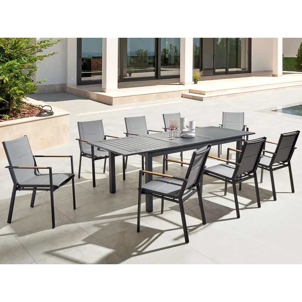 SKALOMA - Tuintafel - Donkergrijs - 180/240 X 90 Cm - Aluminium 4 SKALOMA - Tuintafel - Donkergrijs - 180/240 X 90 Cm - Aluminium - Afbeelding 2