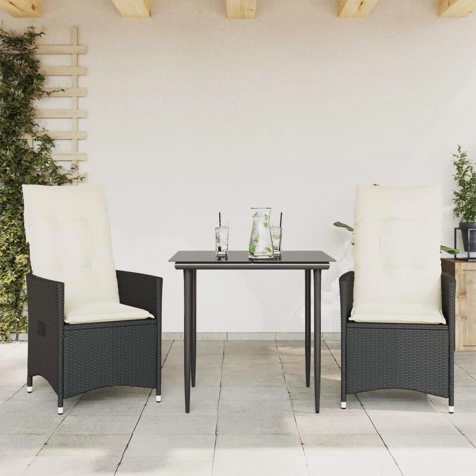VidaXL - Tuinstoel - Zwart - Poly Rattan - 2 Stuks 4 VidaXL - Tuinstoel - Zwart - Poly Rattan - 2 Stuks - Afbeelding 2