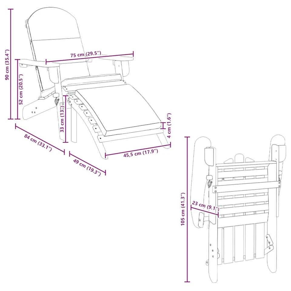 VidaXL - Adirondack Tuinstoel - Voetensteun - Bruin - Acaciahout 75x84x90 Cm 12 VidaXL - Adirondack Tuinstoel - Voetensteun - Bruin - Acaciahout 75x84x90 Cm - Afbeelding 10