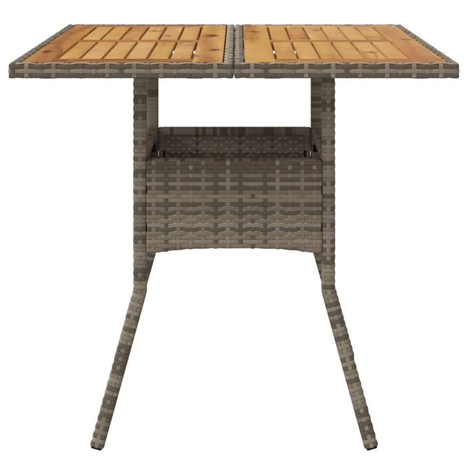 VidaXL - Tuintafel Met Acaciahouten Blad - Grijs - Poly Rattan - 80 X 80 X 75 Cm 6 VidaXL - Tuintafel Met Acaciahouten Blad - Grijs - Poly Rattan - 80 X 80 X 75 Cm - Afbeelding 4