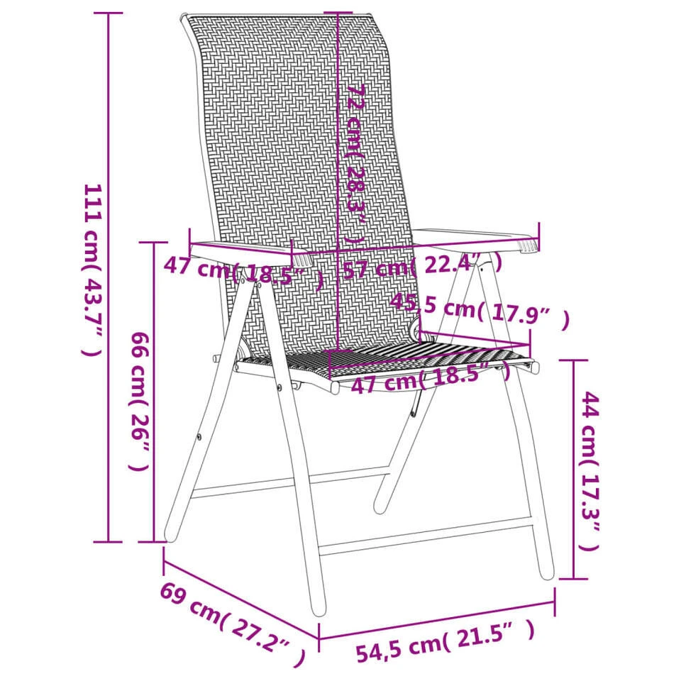 VidaXL - Tuinstoelen - Inklapbaar - Zwarte Koffiekleur - Poly Rattan - 2 Stuks 13 VidaXL - Tuinstoelen - Inklapbaar - Zwarte Koffiekleur - Poly Rattan - 2 Stuks - Afbeelding 11