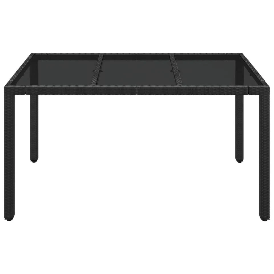 VidaXL - Tuintafel Met Glazen Blad - Zwart - Poly Rattan - 150 X 90 X 75 Cm 5 VidaXL - Tuintafel Met Glazen Blad - Zwart - Poly Rattan - 150 X 90 X 75 Cm - Afbeelding 3
