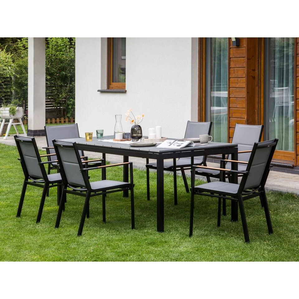 TOFANE - Eettafel Uitschuifbaar - Grijs - 198/248 X 90 - Aluminium 6 TOFANE - Eettafel Uitschuifbaar - Grijs - 198/248 X 90 - Aluminium - Afbeelding 4