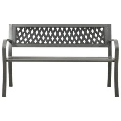 VidaXL Tuinbank 125 Cm Staal Grijs -Geselecteerde Tuinmeubelwinkel 89f46f8d6e334b6ead80cb9a87285843