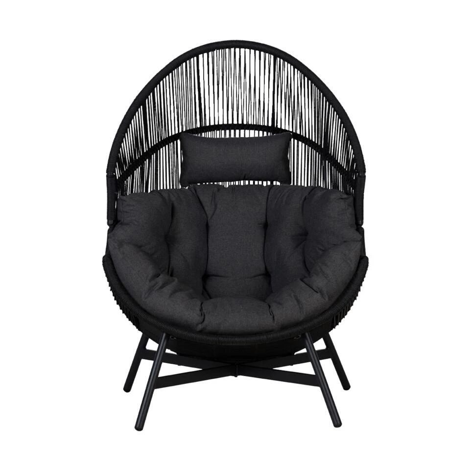 Lisomme Ayla Rattan Tuin Loungestoel Zwart - Met Zitkussens 8 Lisomme Ayla Rattan Tuin Loungestoel Zwart - Met Zitkussens - Afbeelding 6