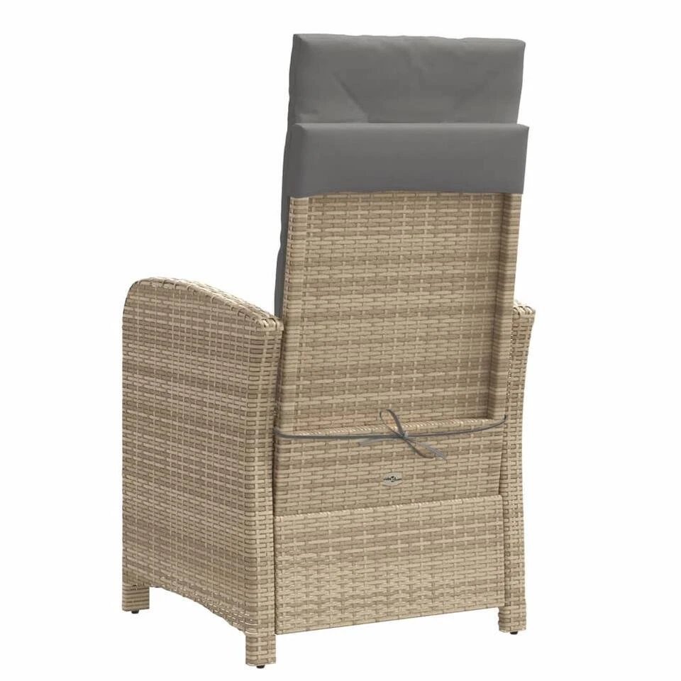 VidaXL - Tuinstoel Verstelbaar Met Voetensteun - Beige - Poly Rattan 8 VidaXL - Tuinstoel Verstelbaar Met Voetensteun - Beige - Poly Rattan - Afbeelding 6