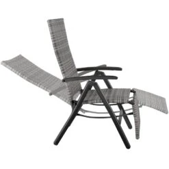 Tectake Wicker Tuinstoel Opklapbaar Met Aluminium Frame En Voetsteun, Grijs -Geselecteerde Tuinmeubelwinkel 8ed4062b1df5442a985b683a4829aa2e