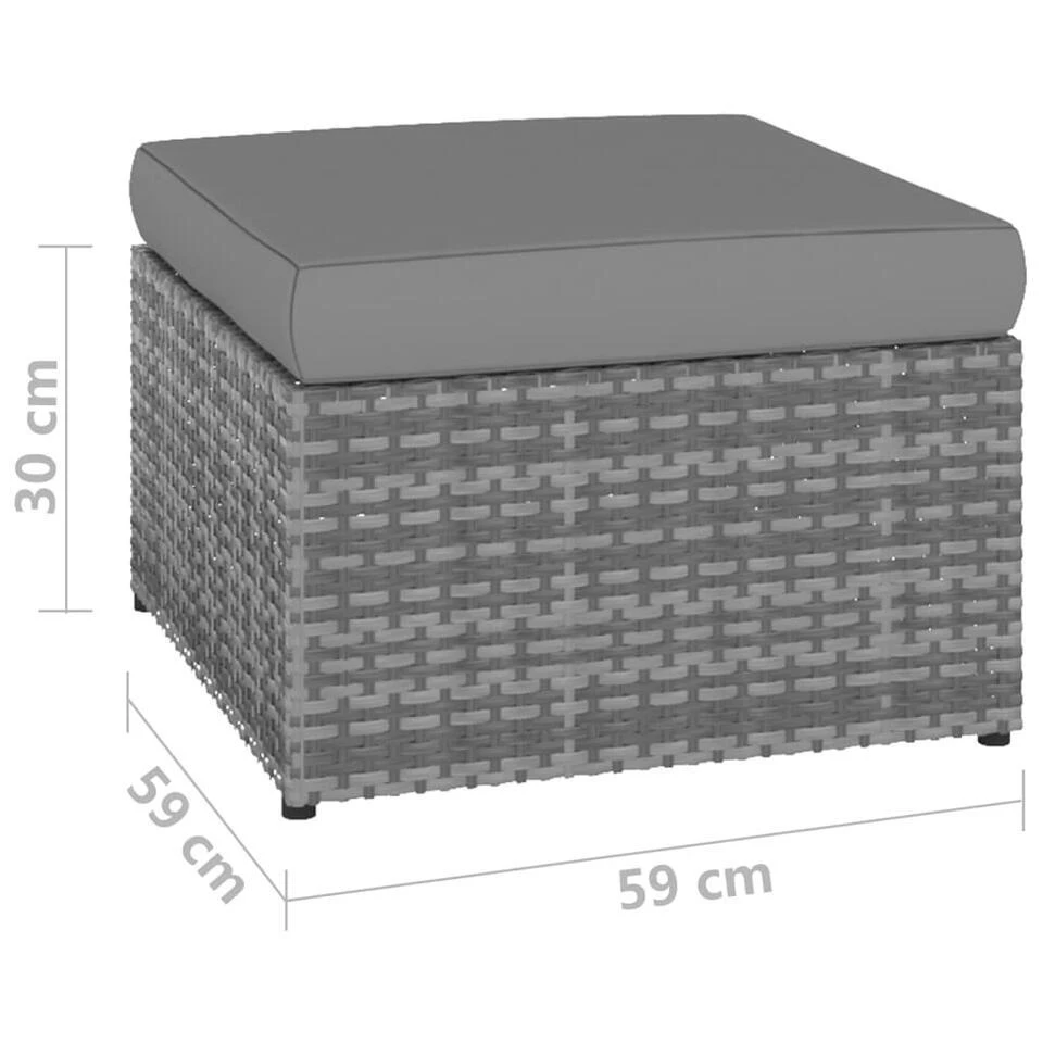 VidaXL - Tuinstoelen - Antraciet - Poly Rattan - Met Voetenbank 11 VidaXL - Tuinstoelen - Antraciet - Poly Rattan - Met Voetenbank - Afbeelding 9