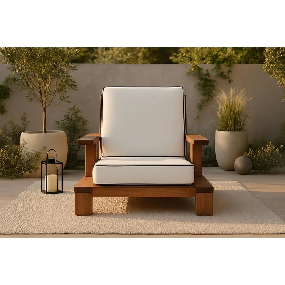 Svea - Soraya Loungestoel - Acaciahout - Naturel/wit 4 Svea - Soraya Loungestoel - Acaciahout - Naturel/wit - Afbeelding 2