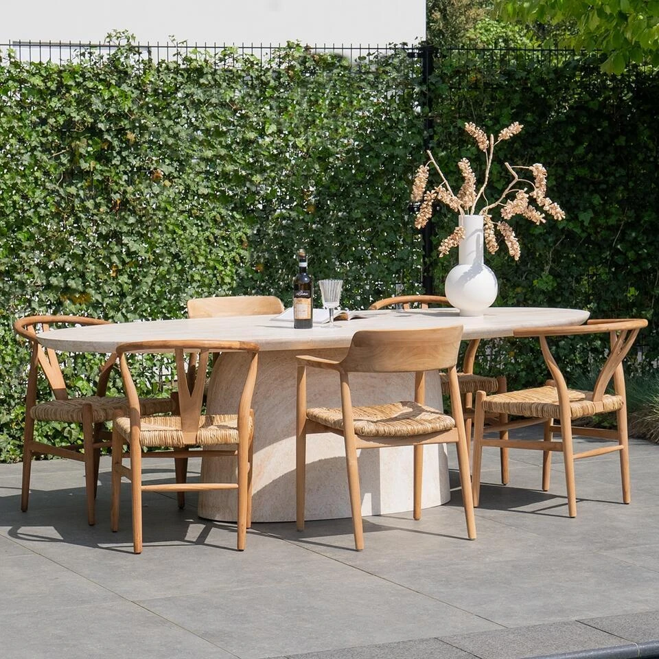 Tuintafel Ovaal - Naturel Travertin - 200x100x74cm - Myrna 7 Tuintafel Ovaal - Naturel Travertin - 200x100x74cm - Myrna - Afbeelding 5