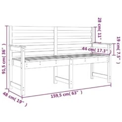 VidaXL - Tuinbank - Wit - Grenenhout - 159.5 X 48 X 91.5 Cm -Geselecteerde Tuinmeubelwinkel 9278e7fb2ecc4751a5182b9e0a9890fc