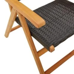VidaXL - Verstelbare Tuinstoelen - Zwart - Poly Rattan En Hout Zwart - 4 Stuks -Geselecteerde Tuinmeubelwinkel 937088bbd9c940259fdfc02c7784fb18