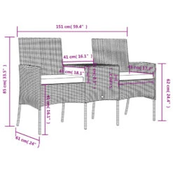 VidaXL - Tuinbank 2-zits Met Tafeltje - Antraciet - Poly Rattan 11 VidaXL - Tuinbank 2-zits Met Tafeltje - Antraciet - Poly Rattan -Geselecteerde Tuinmeubelwinkel 965bcb311c0d4745bc656119966a13c6