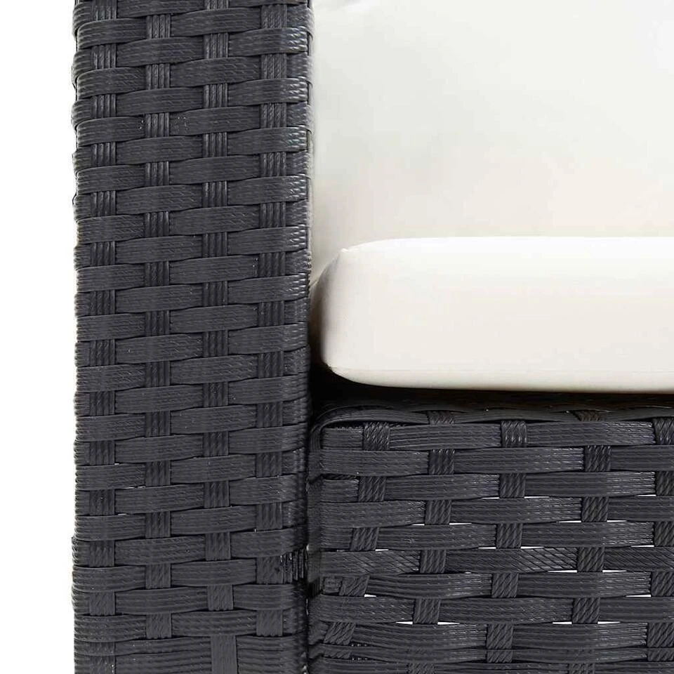 VidaXL - Tuinbank Eenzits - Zwart - Poly Rattan - Met Kussens 11 VidaXL - Tuinbank Eenzits - Zwart - Poly Rattan - Met Kussens - Afbeelding 9