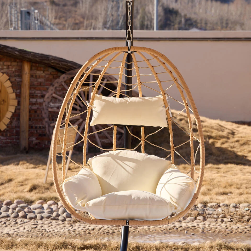 Hangstoel Van Bruin Rotan En Metaal 8 Hangstoel Van Bruin Rotan En Metaal - Afbeelding 6