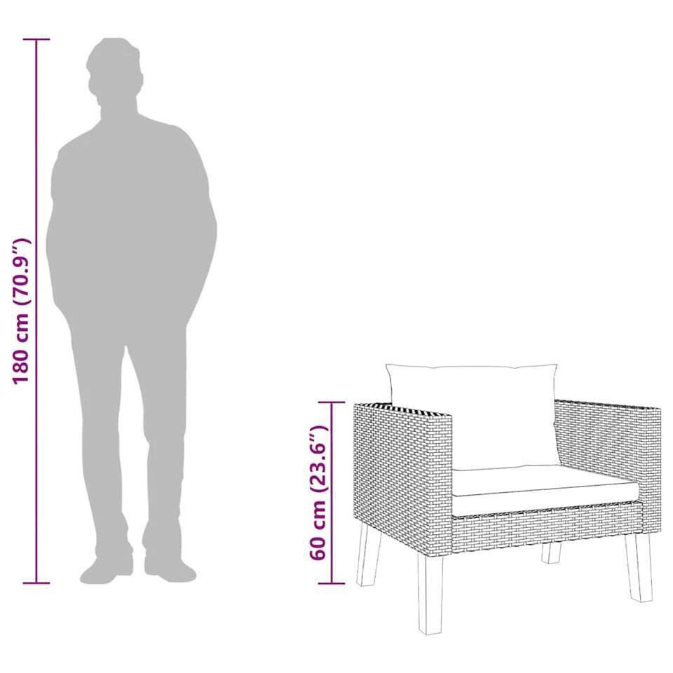 VidaXL - Tuinbank Eenzits - Zwart - Poly Rattan - Met Kussens 12 VidaXL - Tuinbank Eenzits - Zwart - Poly Rattan - Met Kussens - Afbeelding 10