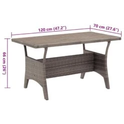 VidaXL - Tuintafel - Grijs - Poly Rattan - 120 X 70 X 66 Cm 12 VidaXL - Tuintafel - Grijs - Poly Rattan - 120 X 70 X 66 Cm -Geselecteerde Tuinmeubelwinkel 9cec2532fa904962a6ff553d9dbac81b