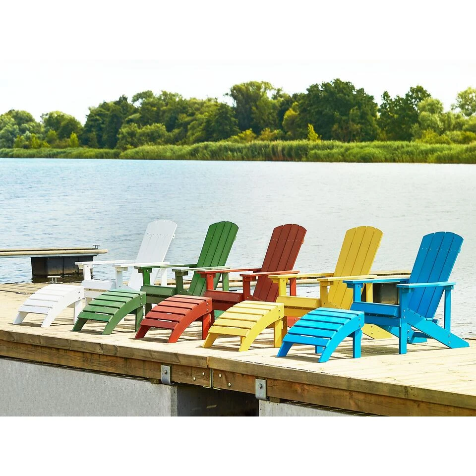 Beliani Voetenbankje ADIRONDACK - Rood Kunsthout 4 Beliani Voetenbankje ADIRONDACK - Rood Kunsthout - Afbeelding 2