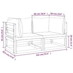 VidaXL - Hoekbanken Sectioneel - Taupe - Acaciahout - 2 Stuks -Geselecteerde Tuinmeubelwinkel a1c8e7d89c7644cc975eadefab2799d3