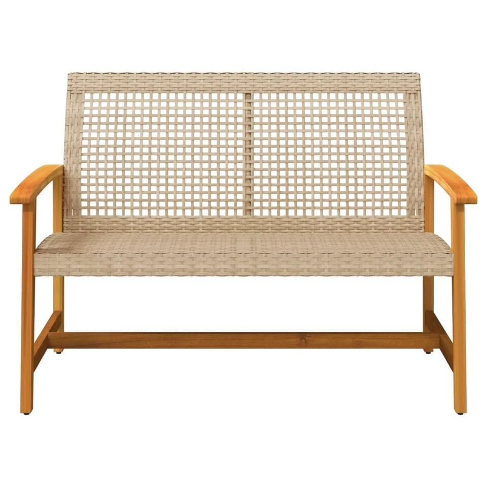 VidaXL - Tuinbank - Beige - Poly Rattan En Acaciahout Beige - 112 Cm 6 VidaXL - Tuinbank - Beige - Poly Rattan En Acaciahout Beige - 112 Cm - Afbeelding 4