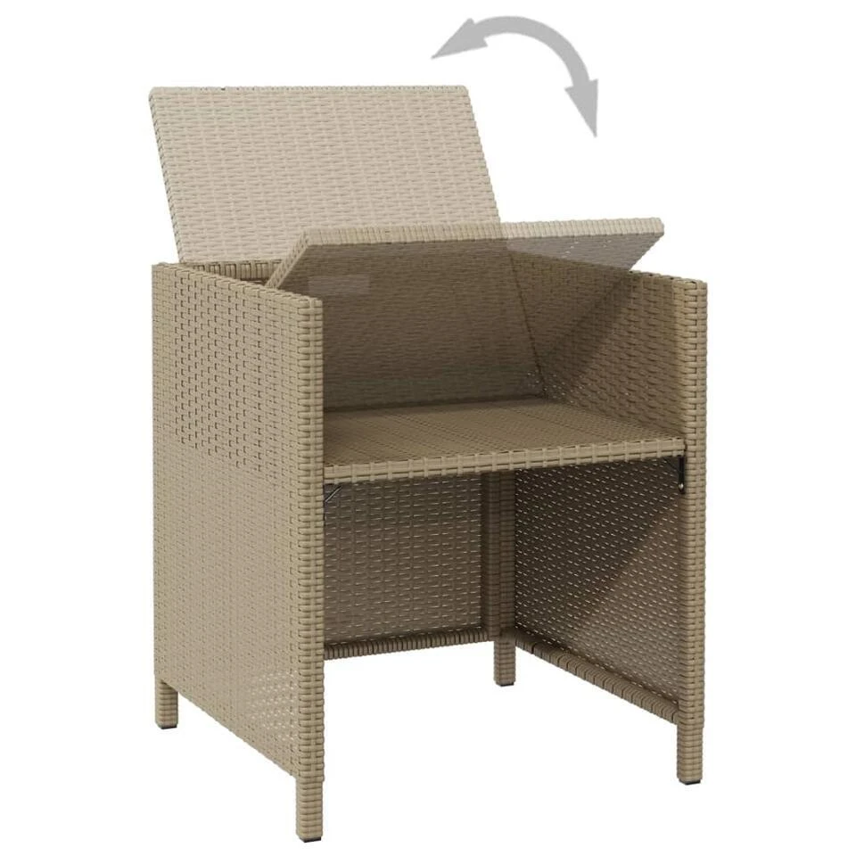 VidaXL - Tuinstoelen - Kussens - Beige - Poly Rattan - 4 Stuks 10 VidaXL - Tuinstoelen - Kussens - Beige - Poly Rattan - 4 Stuks - Afbeelding 8
