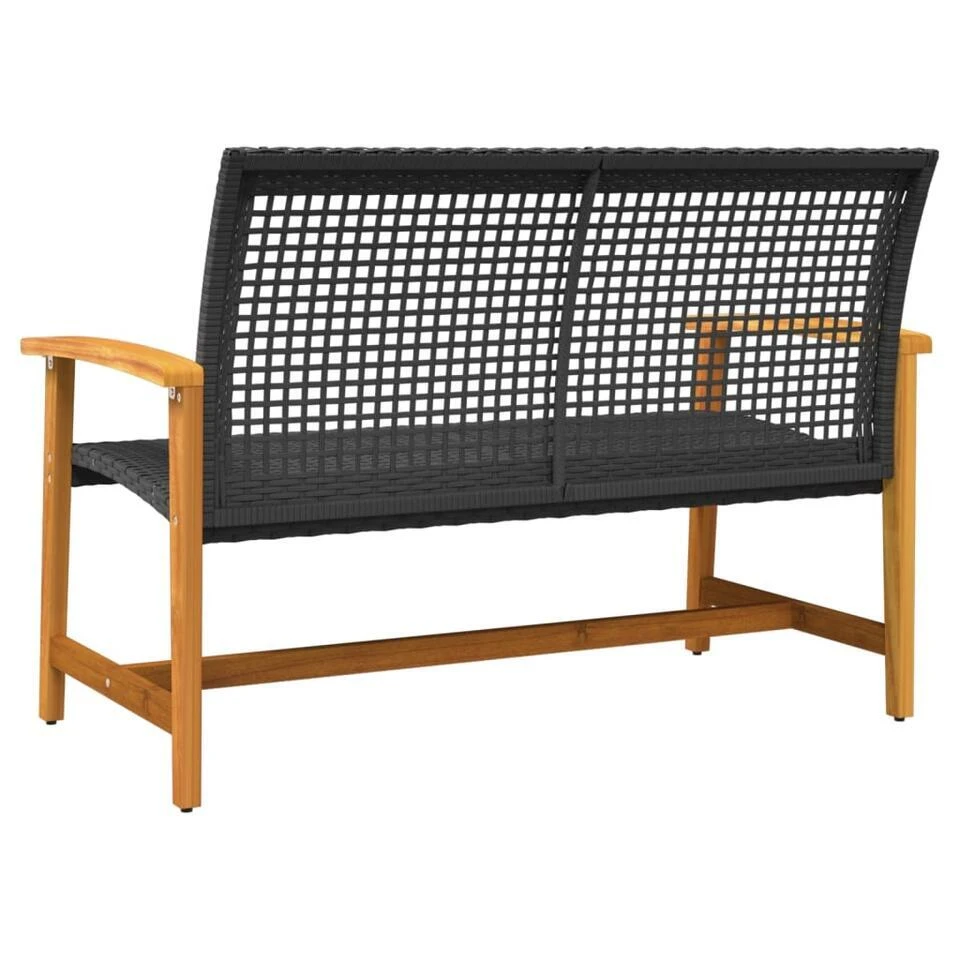 VidaXL - Tuinbank - Zwart - Poly Rattan En Acaciahout - 112 Cm 8 VidaXL - Tuinbank - Zwart - Poly Rattan En Acaciahout - 112 Cm - Afbeelding 6