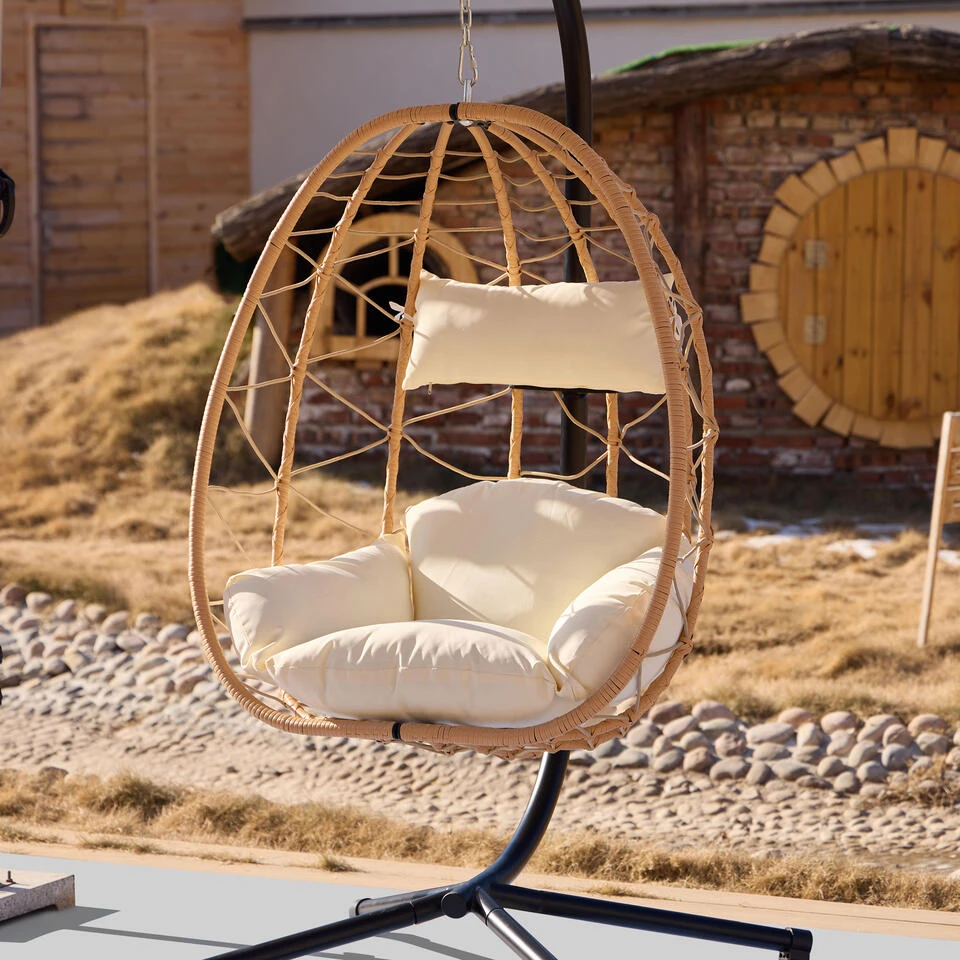 Hangstoel Van Bruin Rotan En Metaal 9 Hangstoel Van Bruin Rotan En Metaal - Afbeelding 7