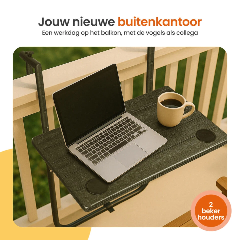 Goliving Balkontafel - Inklapbaar - Hangend - 60 X 40 Cm - Hoogteverstelbaar 7 Goliving Balkontafel - Inklapbaar - Hangend - 60 X 40 Cm - Hoogteverstelbaar - Afbeelding 5