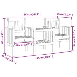 VidaXL - Tuinbank 2-zits - Bruin - Grenenhout - Met Tafel -Geselecteerde Tuinmeubelwinkel b81bcc5856cc4a9584ead2517ade05a9