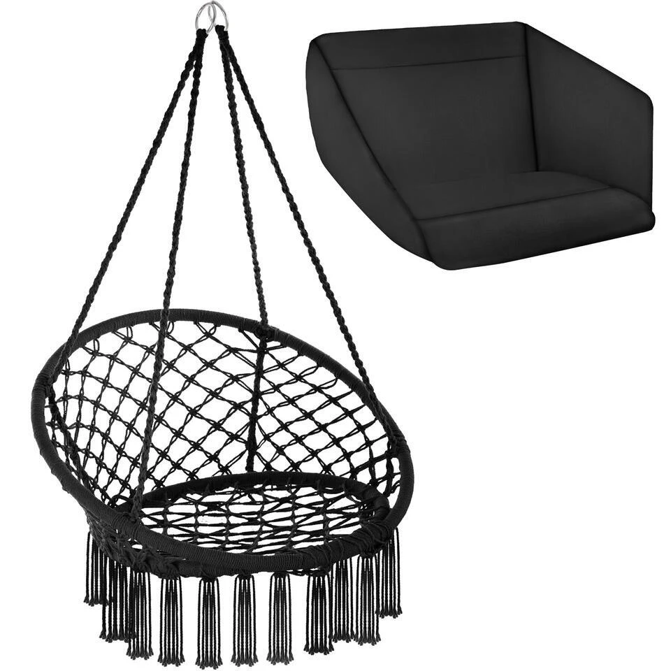 Tectake Hangstoel Grazia, Zwart 5 Tectake Hangstoel Grazia, Zwart - Afbeelding 3