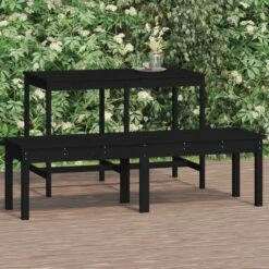 VidaXL - Tuinbank 2-zits - Zwart - Grenenhout - 159.5 X 44 X 45 Cm -Geselecteerde Tuinmeubelwinkel bb7fcb110ac74a3a9abbbf1c85cdebc0