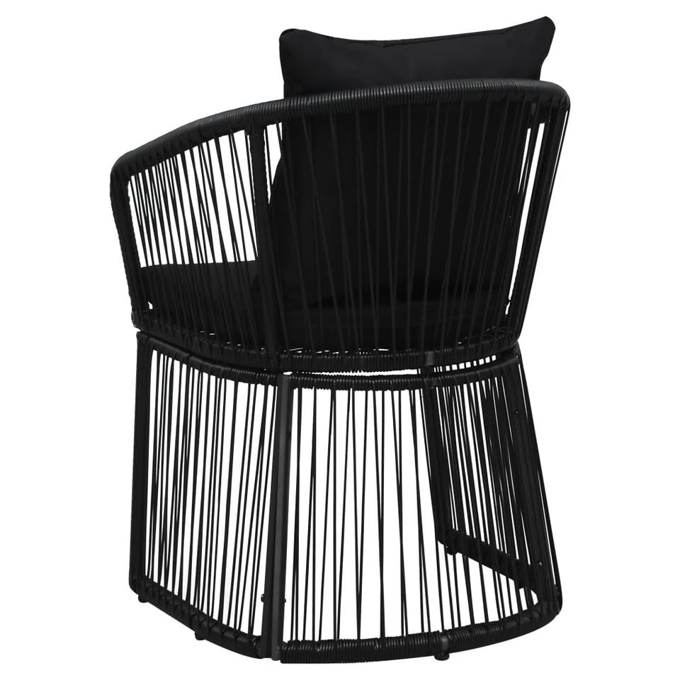 VidaXL Tuinstoelen 2 St Met Kussens PVC-rattan Zwart 6 VidaXL Tuinstoelen 2 St Met Kussens PVC-rattan Zwart - Afbeelding 4