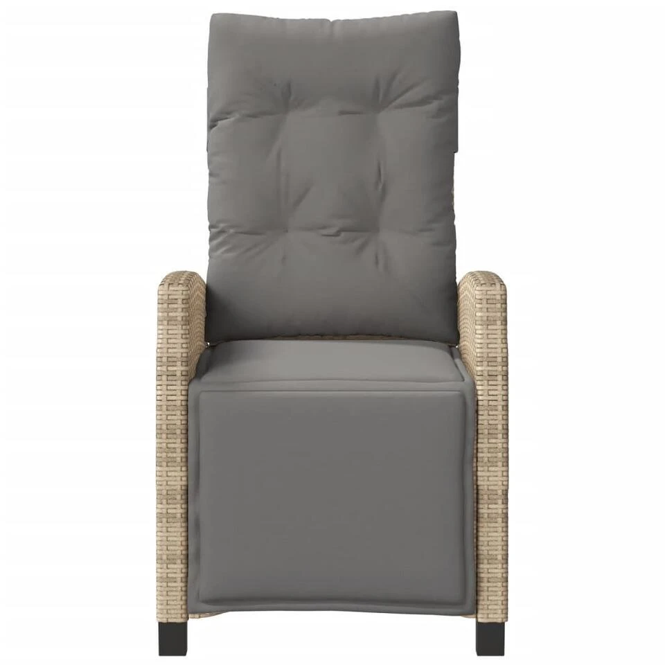 VidaXL - Tuinstoel Verstelbaar Met Voetensteun - Beige - Poly Rattan 6 VidaXL - Tuinstoel Verstelbaar Met Voetensteun - Beige - Poly Rattan - Afbeelding 4