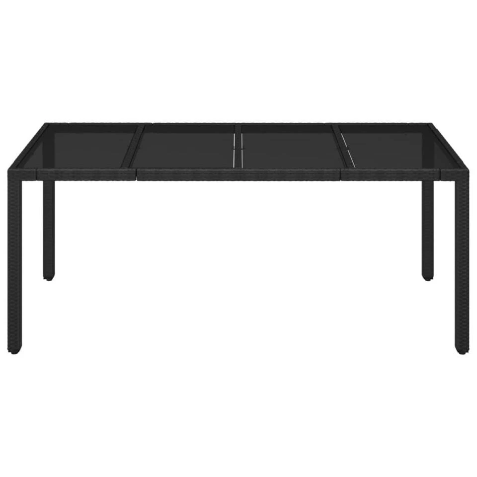 VidaXL - Tuintafel Met Glazen Blad - Zwart - Poly Rattan - 190 X 90 X 75 Cm 5 VidaXL - Tuintafel Met Glazen Blad - Zwart - Poly Rattan - 190 X 90 X 75 Cm - Afbeelding 3