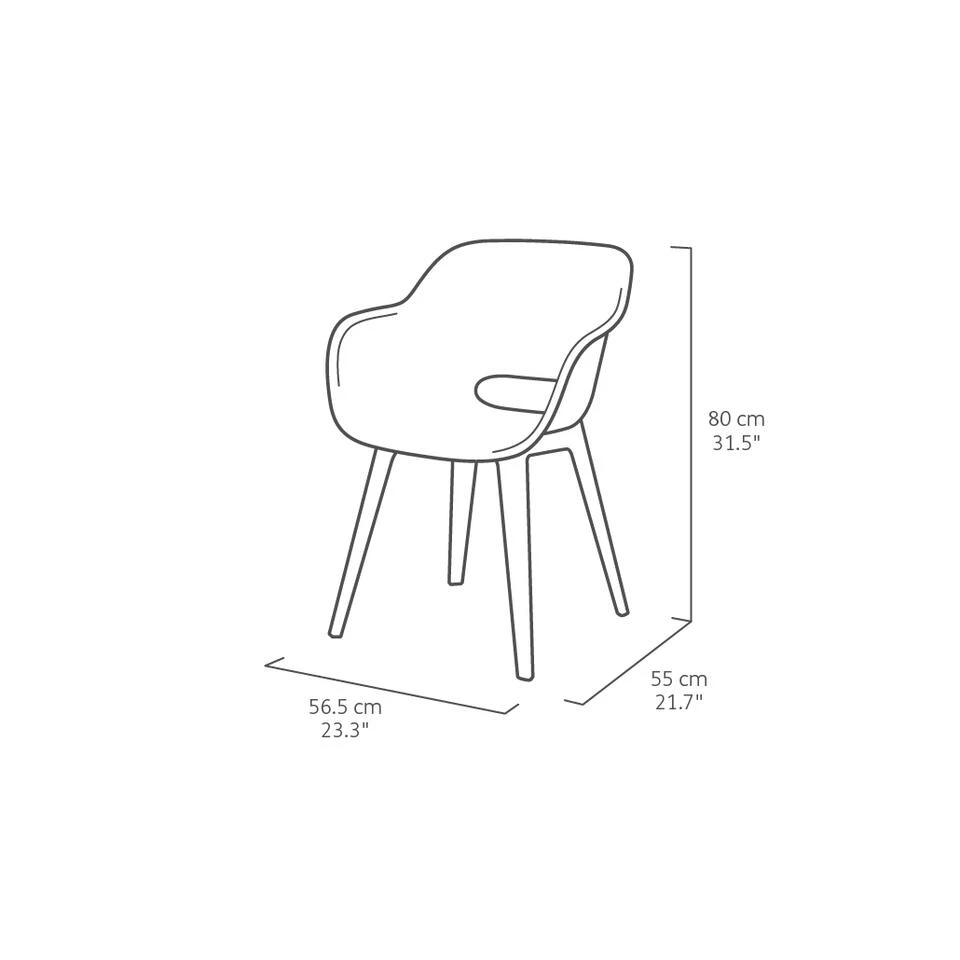 Keter Noa Tuinstoel - 2 Stuks - 55x56,5x80cm - Metalen Frame - Grijs 6 Keter Noa Tuinstoel - 2 Stuks - 55x56,5x80cm - Metalen Frame - Grijs - Afbeelding 4