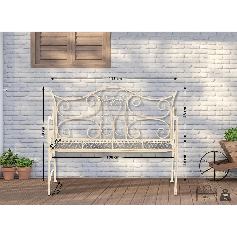 CLP Tuinbank Tara 113 Cm - Antiek/creme 4 CLP Tuinbank Tara 113 Cm - Antiek/creme - Afbeelding 2