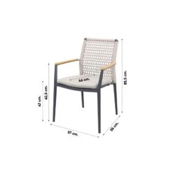 VDG Lumino Stapelbare Dining Tuinstoel - Light Rope / Teak Arm -Geselecteerde Tuinmeubelwinkel cb7652071b104138b4011ef4c60b0a02