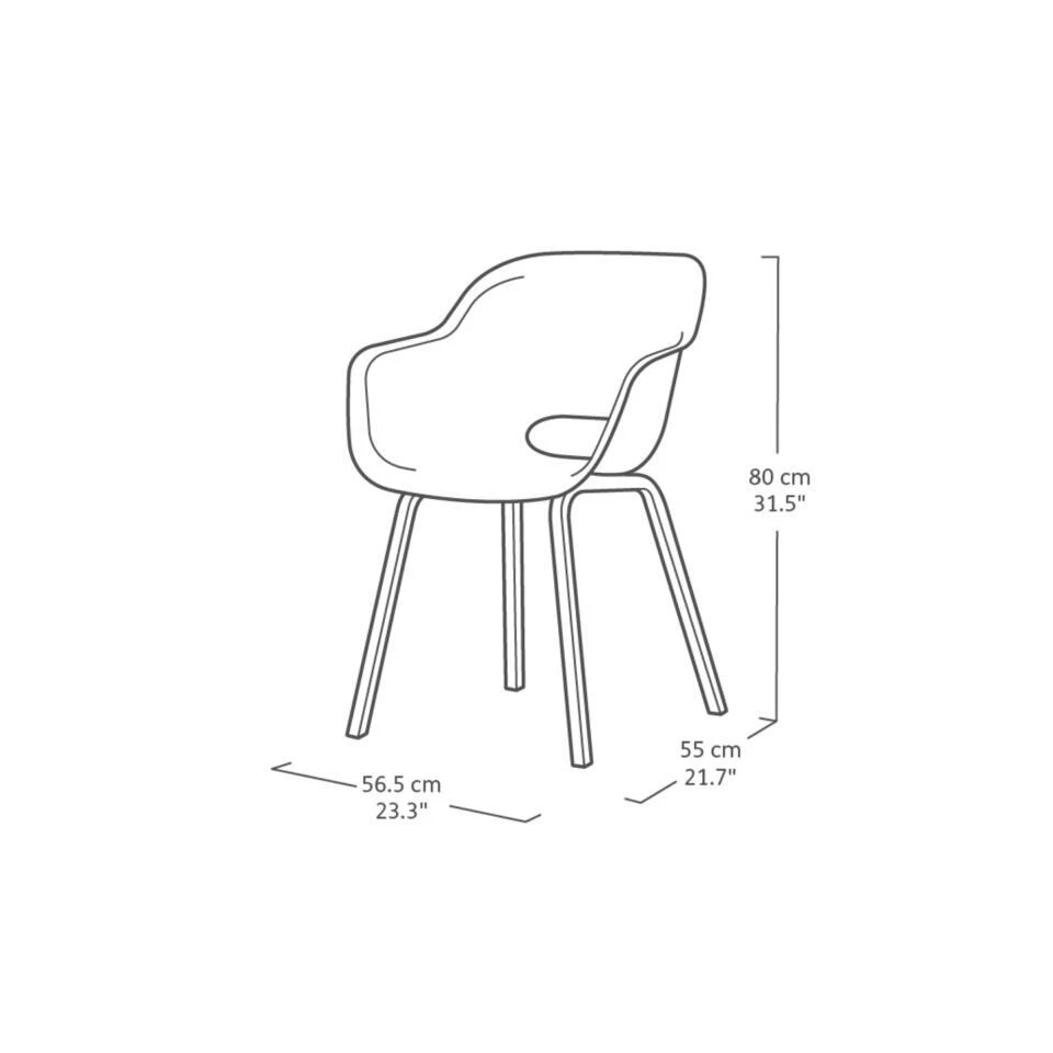 Keter Noa Tuinstoel - 2 Stuks - 55x56.5x80cm - Metalen Onderstel - Wit 4 Keter Noa Tuinstoel - 2 Stuks - 55x56.5x80cm - Metalen Onderstel - Wit - Afbeelding 2