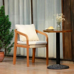 Set Van 2 Stoelen Voor Binnen En Buiten Van Massief Hout Beige Stof -Geselecteerde Tuinmeubelwinkel d6d5486178494068a17ad9617330c9b4