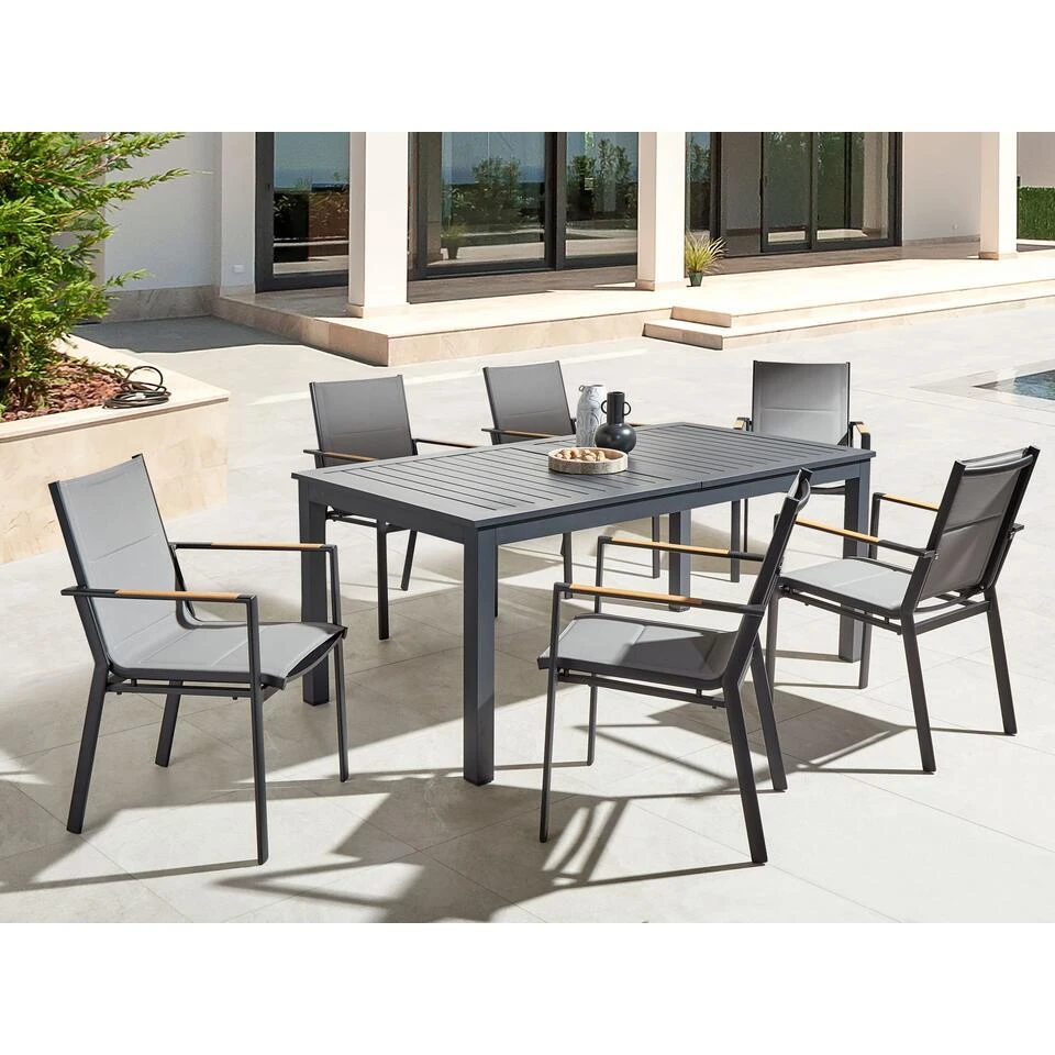 SKALOMA - Tuintafel - Donkergrijs - 180/240 X 90 Cm - Aluminium 6 SKALOMA - Tuintafel - Donkergrijs - 180/240 X 90 Cm - Aluminium - Afbeelding 4