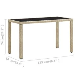 VidaXL Tuintafel 123x60x74 Cm Poly Rattan Beige -Geselecteerde Tuinmeubelwinkel df2e276b8a164390a99c28e0714bbc21