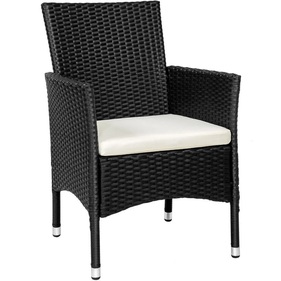 Tectake 2 Wicker Tuinstoelen Met 4 Kussenhoezen , Zwart/beige 5 Tectake 2 Wicker Tuinstoelen Met 4 Kussenhoezen , Zwart/beige - Afbeelding 3