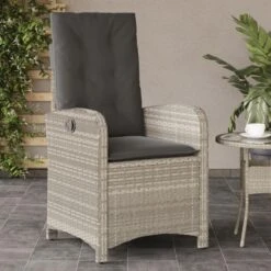 VidaXL - Tuinstoelen Verstelbaar - Grijs - Poly Rattan - 2 Stuks - Met Kussens -Geselecteerde Tuinmeubelwinkel e2d406c96f594228ad0a6e40d834ee36