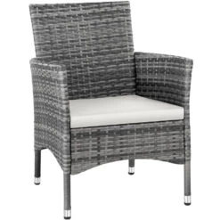 Tectake 2 Wicker Tuinstoelen Met 4 Kussenhoezen , Grijs/lichtgrijs -Geselecteerde Tuinmeubelwinkel e5b4663d470343be99f30e68e09d6412