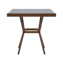 Beliani Tuintafel CASPRI - Donkere Houtkleur Aluminium -Geselecteerde Tuinmeubelwinkel e957b2a86f454e16a1bba188c143635a