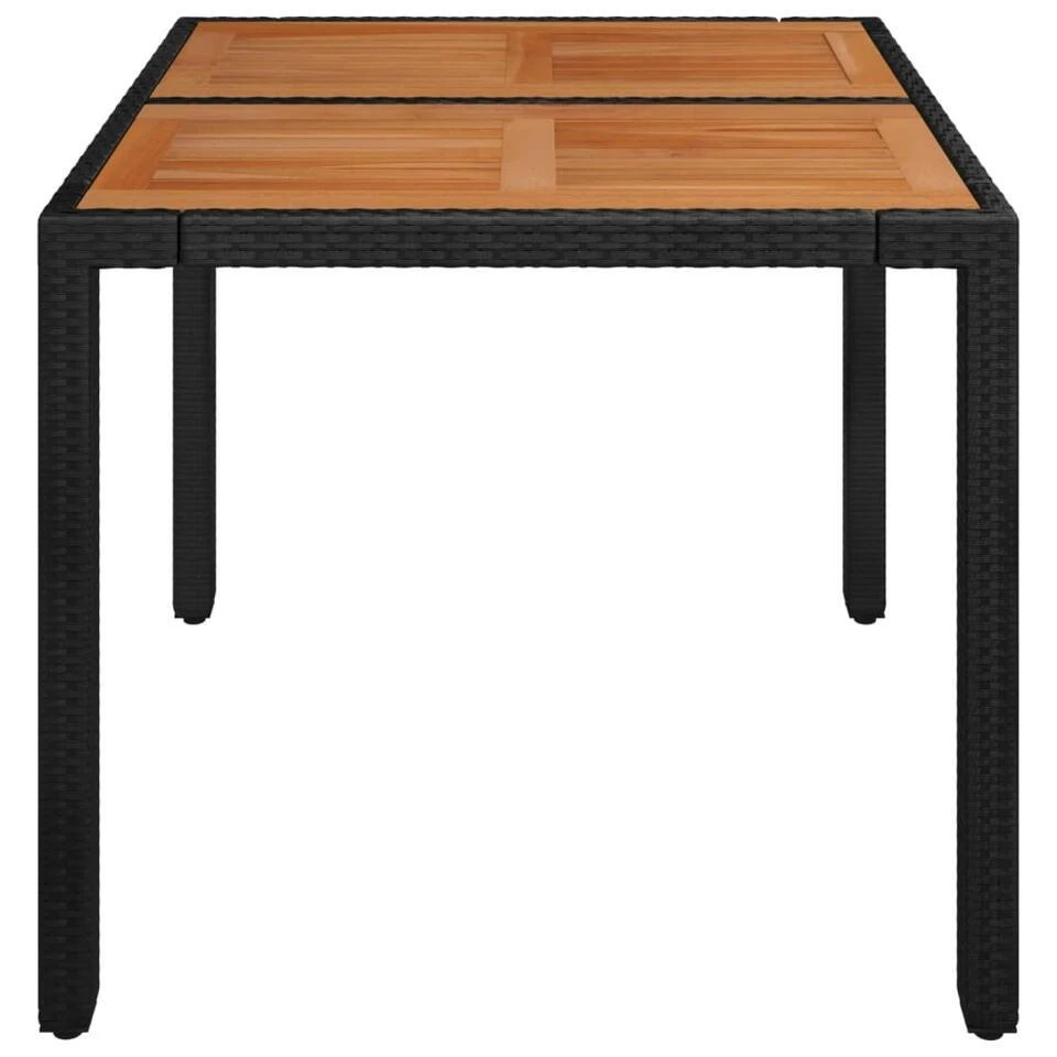 VidaXL - Tuintafel Met Houten Blad - Zwart - Poly Rattan - 90 X 90 X 75 Cm 6 VidaXL - Tuintafel Met Houten Blad - Zwart - Poly Rattan - 90 X 90 X 75 Cm - Afbeelding 4